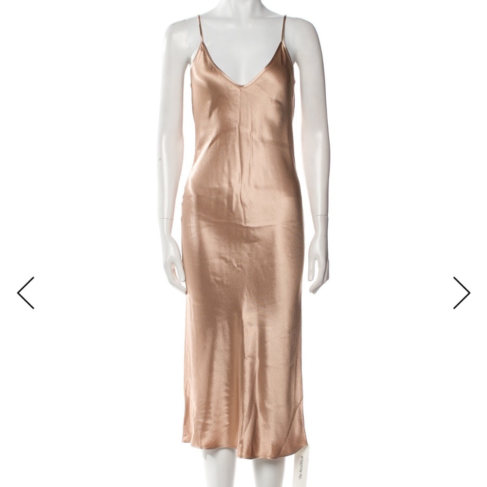 NWOT L’Agene V-neck Silky Slip Dress Size 2 Copper Gold